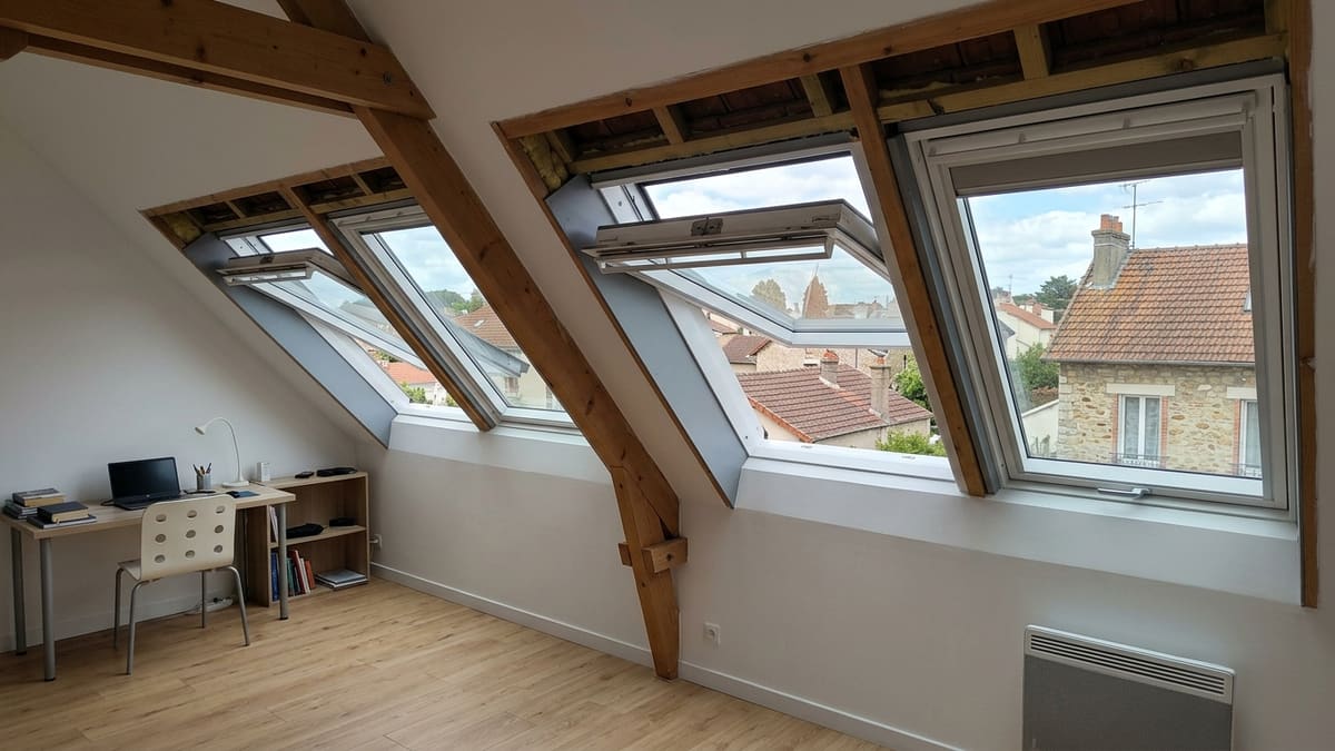 Types d'ouverture de fenêtres de toit Velux, illustrant la rotation et la projection