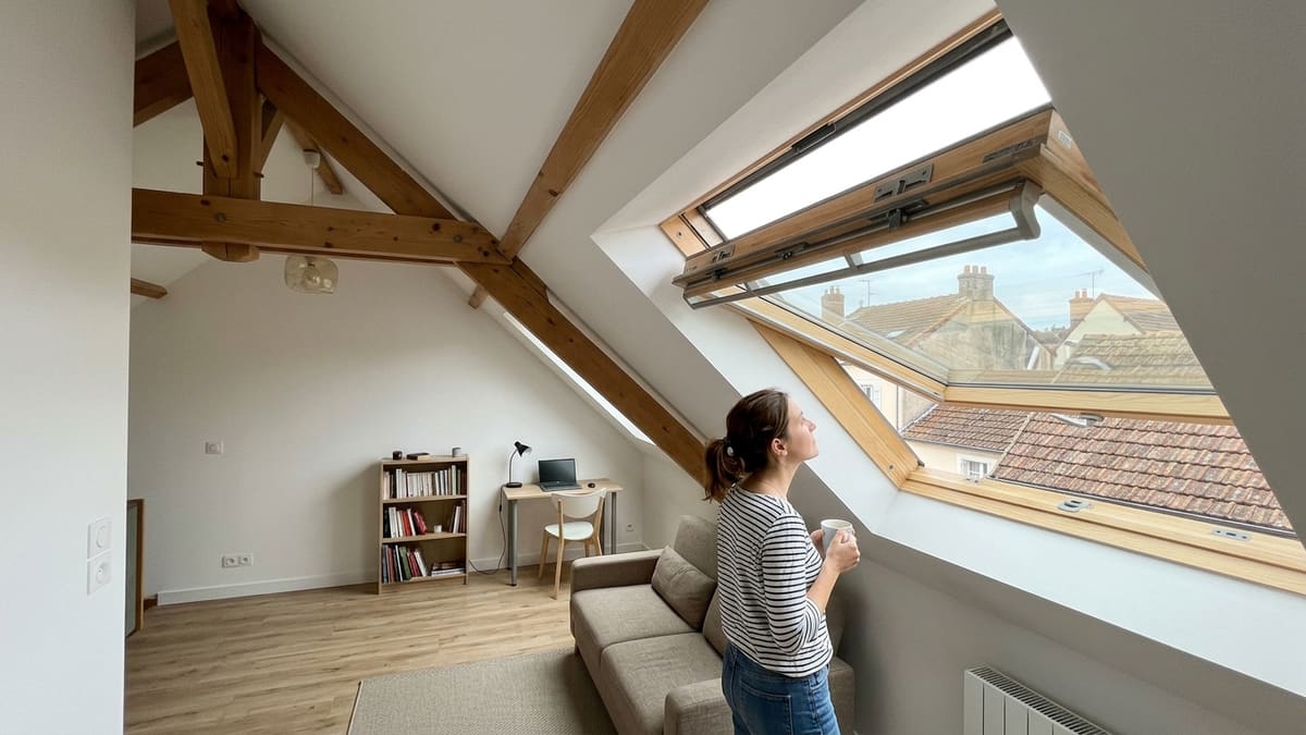 Critères de choix d'un Velux : vitrage, matériau, type d'ouverture dans un intérieur moderne